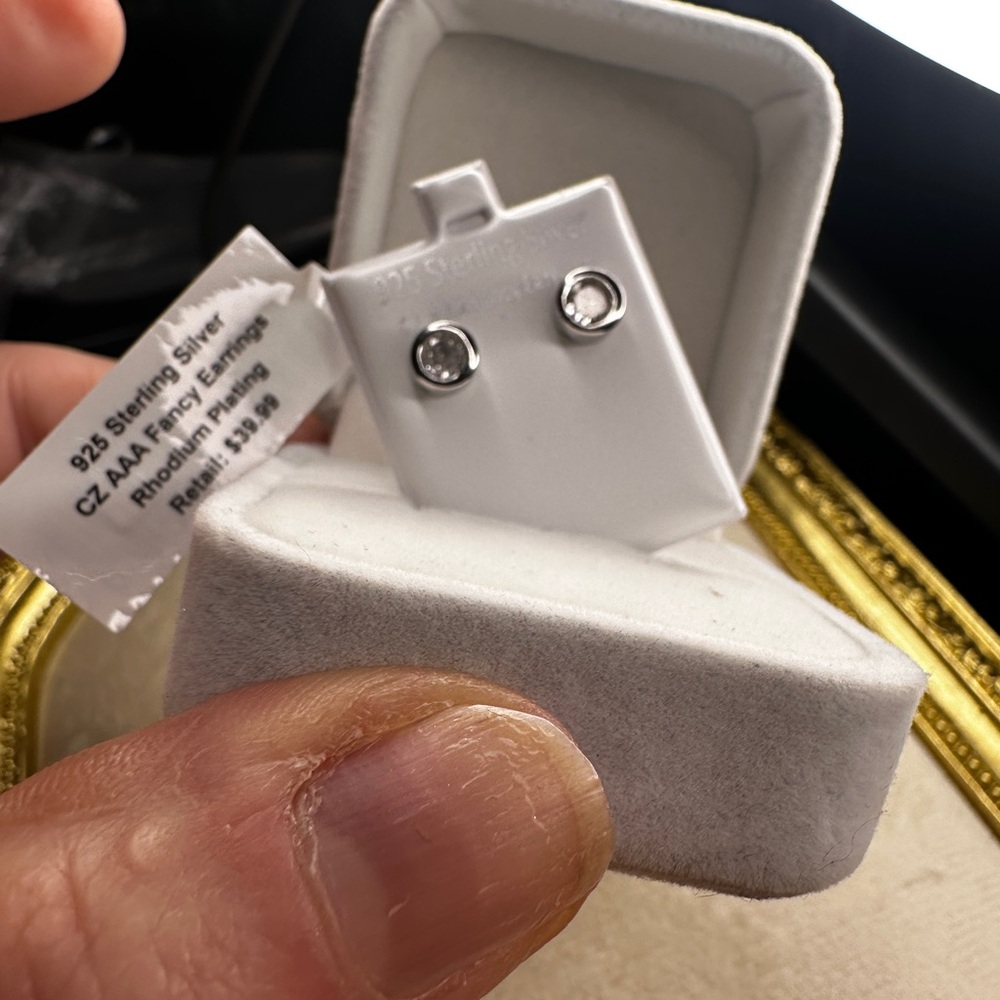 Elegant Silver CZ Stud Earrings